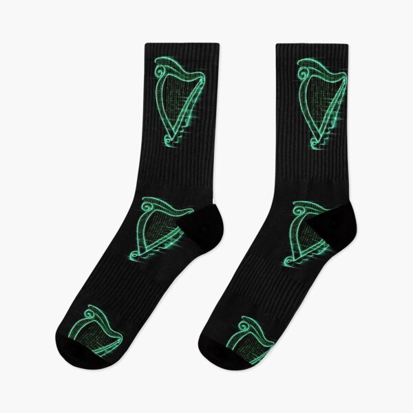 Item preview, Celtic Binary Harp Design Neon Green on Black designed and sold by CELTIC-DESIGNS.