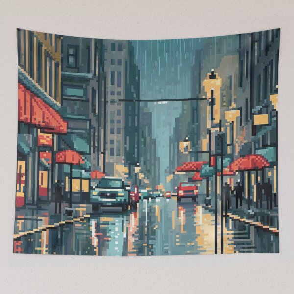 Item preview, Rainy Night In The City, Design An Artwork Of A Bustling City Street In The Rain designed and sold by WATERDUST.