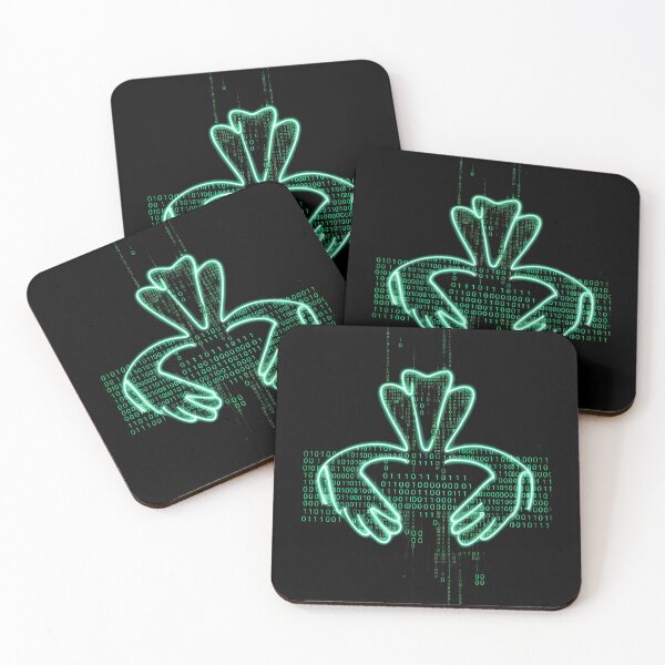 Item preview, Celtic Binary Claddagh Ring Design Neon Green on Black designed and sold by CELTIC-DESIGNS.