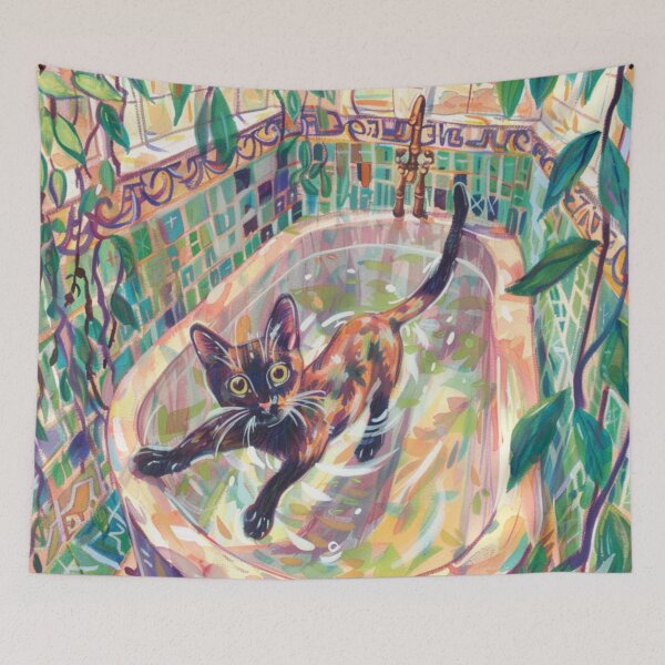 Item preview, Cat in Bathroom designed and sold by patternshoprad.