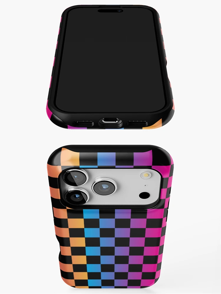 Thumbnail 3 of 4, iPhone Case, Retro Multicolored Checkered designed and sold by Inspired Life Creative.