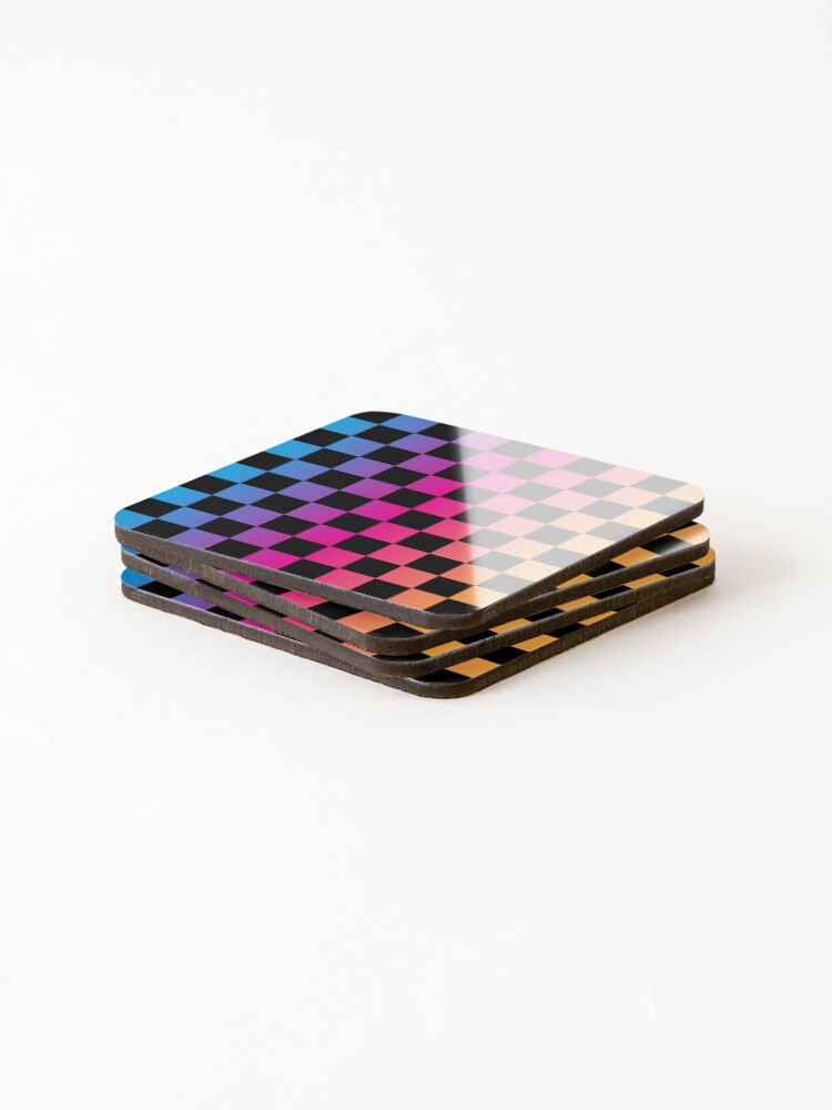 Thumbnail 4 of 5, Coasters (Set of 4), Retro Multicolored Checkered designed and sold by 1StickerShop.