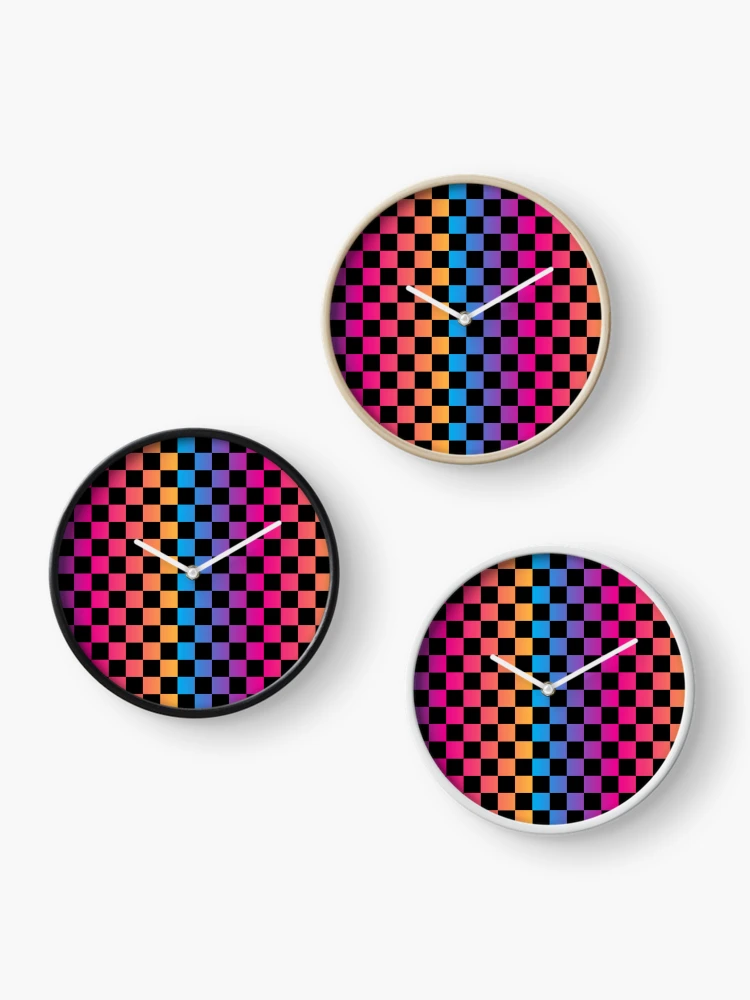 Thumbnail 3 of 4, Clock, Retro Multicolored Checkered designed and sold by Inspired Life Creative.
