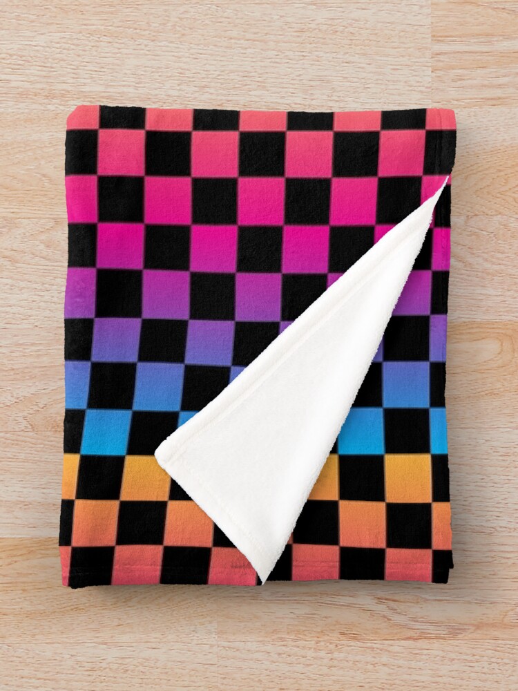 Thumbnail 3 of 6, Throw Blanket, Retro Multicolored Checkered designed and sold by 1StickerShop.