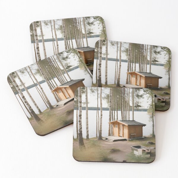 Item preview, Sauna Cabin at Lake in Birch Forest designed and sold by Gaborai.