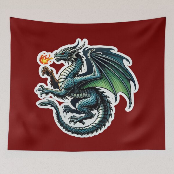 Item preview, European Green Dragon Breathing Fire designed and sold by PinUpPizzazz.