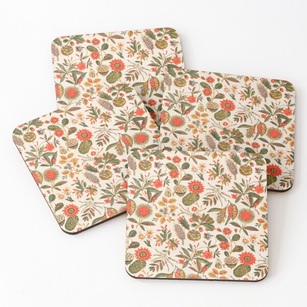 Item preview, Vintage Orange and Khaki Green Botanical Print designed and sold by Piccolo Fiore Prints.