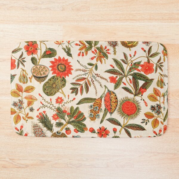 Item preview, Vintage Orange and Khaki Green Botanical Print designed and sold by Piccolo Fiore Prints.