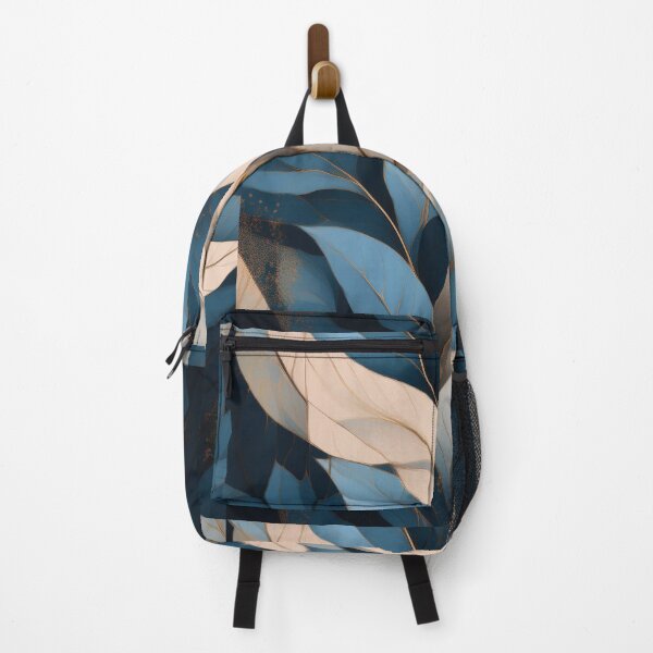 Item preview, Vintage floral leaves in neutral colours, abstract, royal blue and beige designed and sold by navitalidesign.