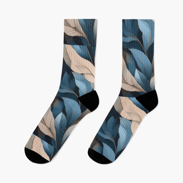 Item preview, Vintage floral leaves in neutral colours, abstract, royal blue and beige  designed and sold by navitalidesign.