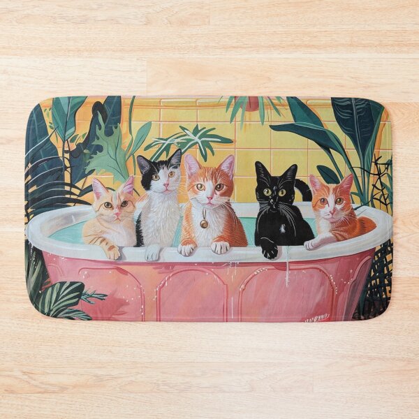 Item preview, Cats in bathroom VI designed and sold by patternshoprad.