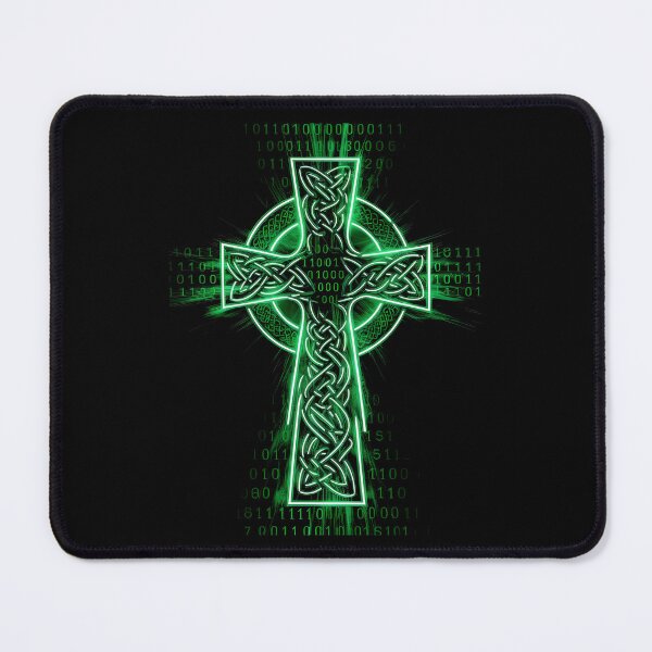Item preview, Celtic Binary High Cross Design Neon Green on Black designed and sold by CELTIC-DESIGNS.