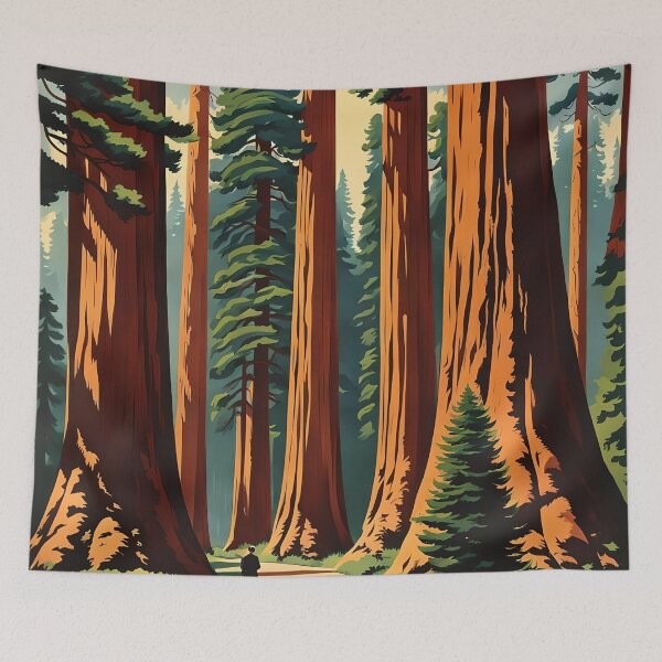 Item preview, Retro Style Giant Sequoia Forest designed and sold by ChanceTwoArt.