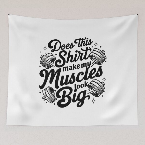 Item preview, Does This Shirt Make My Muscles Look Big? Fitness Funny Quote with Dumbbell and Stars designed and sold by Creatiforge.