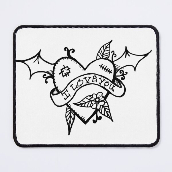 Item preview, Grayscale Batwing Heart Tattoo Style Flowers  designed and sold by KayTurtless.