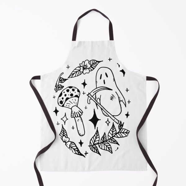 Item preview, Grayscale Ghost With Scythe Mushrooms And Flowers Tattoo Style designed and sold by KayTurtless.