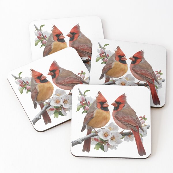 Item preview, Female and male cardinals , Cardinal Love in Bloom. designed and sold by Imoxshop.