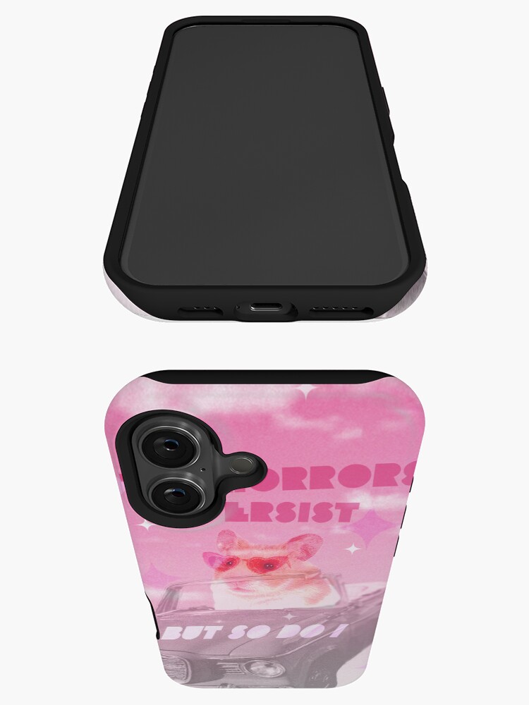 Imagen 3 de 4, Funda de iPhone con la obra Los horrores persisten pero yo también meme hámster., diseñada y vendida por caitlinkdesigns.