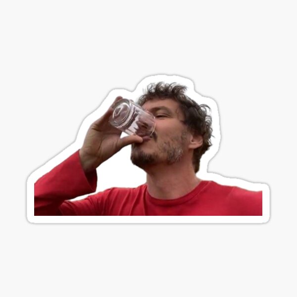 Item preview, Pedro Pascal drinking from glass designed and sold by littlehugo.