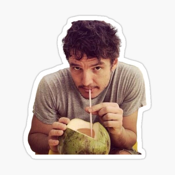 Item preview, Pedro Pascal drinking coconut juice designed and sold by littlehugo.