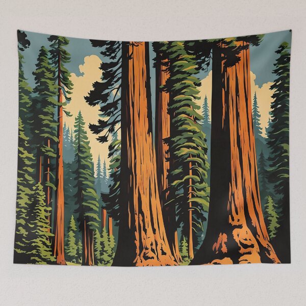 Item preview, Retro Style Giant Sequoia Forest designed and sold by ChanceTwoArt.