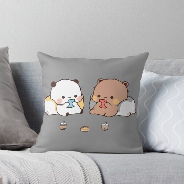 Item preview, DuDu Bear and BuBu Panda playing mobile games❤️ designed and sold by Pandety.