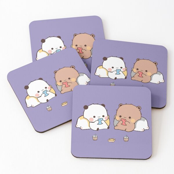 Item preview, DuDu Bear and BuBu Panda playing mobile games❤️ designed and sold by Pandety.