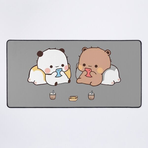 Item preview, DuDu Bear and BuBu Panda playing mobile games❤️ designed and sold by Pandety.