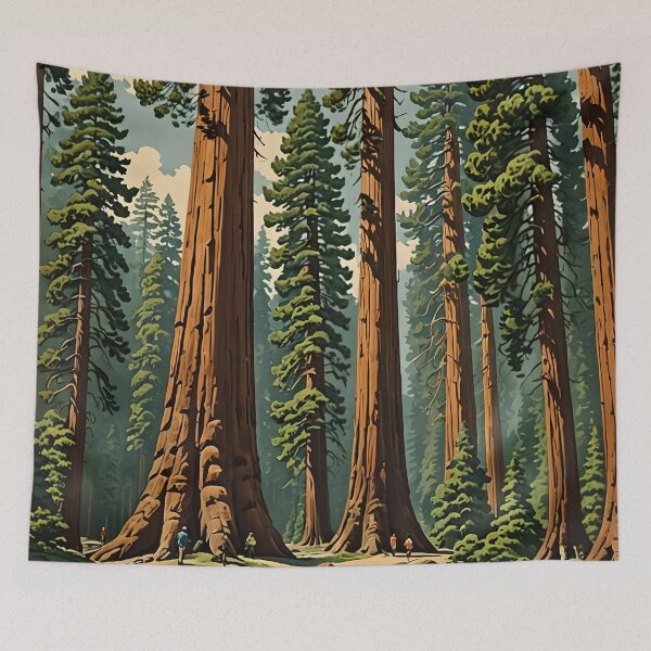 Item preview, Retro Style Giant Sequoia Forest designed and sold by ChanceTwoArt.