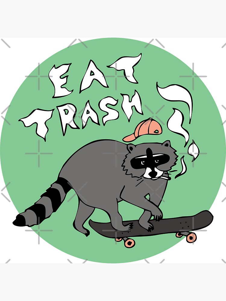 Eat Trash, Skateboarding Raccoon by craftordiy