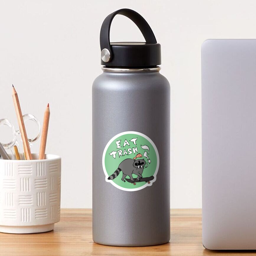 Eat Trash, Skateboarding Raccoon Sticker