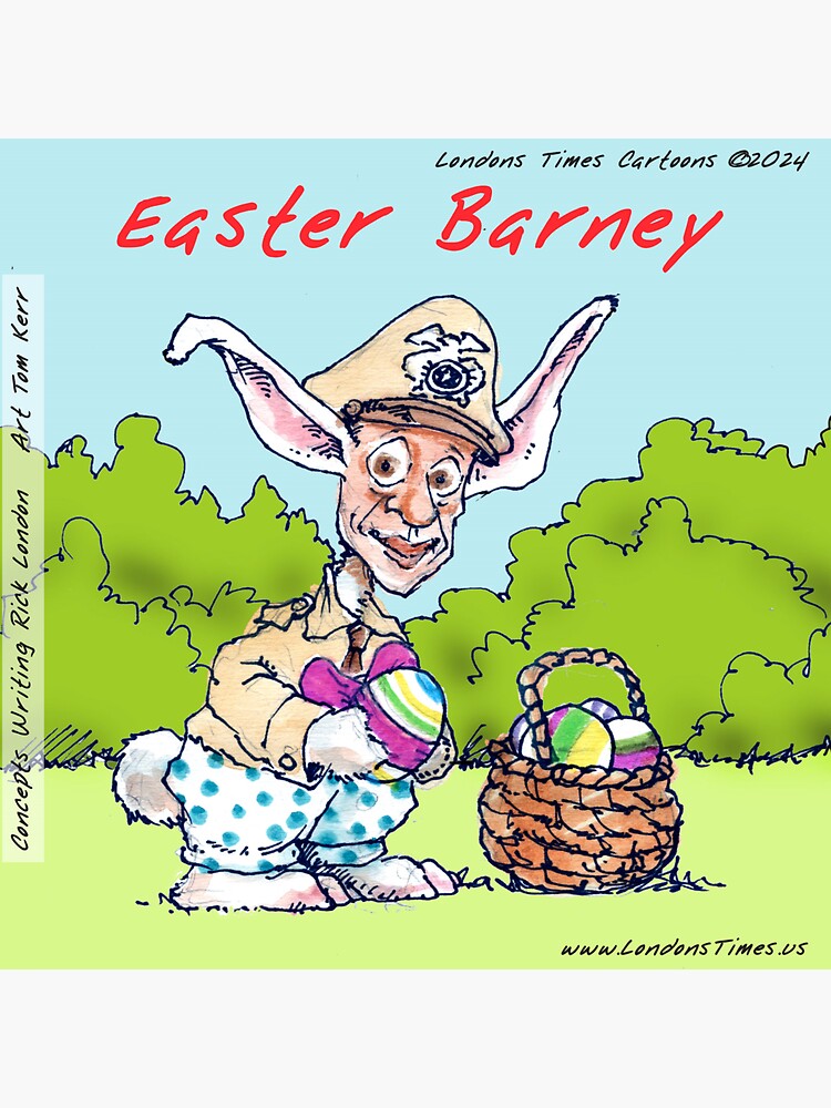 Thumbnail 3 of 3, Sticker, Easter Barney Fife With Colorful Eggs designed and sold by ltcartoons.