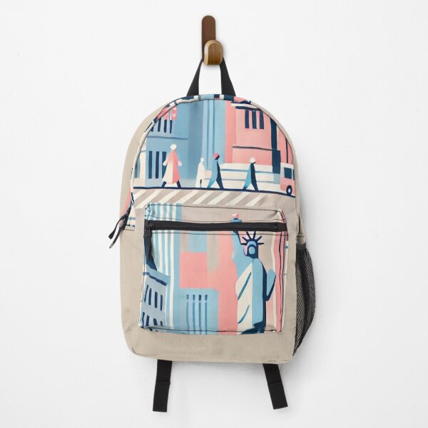Item preview, New York Streets with the Statue of Liberty and the Empire State Building: Minimalist and Modern Architecture in Pastel Colors designed and sold by epvshop.