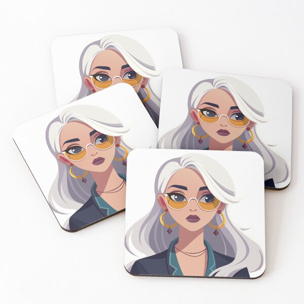 Item preview, Stylish Girl with White Hair and Sunglasses designed and sold by natalielaf.