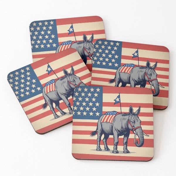 Item preview, Patriotic Donkey and Elephant Unity Design designed and sold by merve02shop.