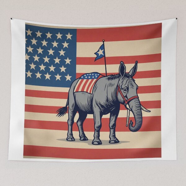 Item preview, Patriotic Donkey and Elephant Unity Design designed and sold by merve02shop.