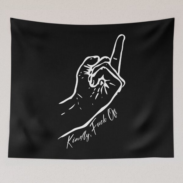 Item preview, Kindly, Fuck Off (White Drawing of Middle Finger) designed and sold by thebigleebowski.