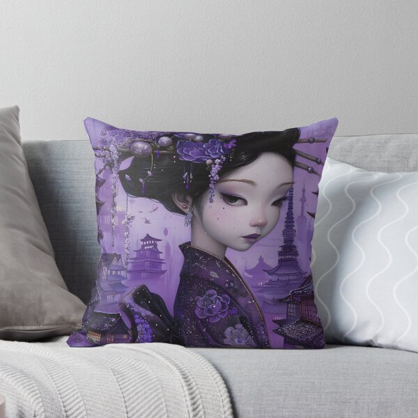 Item preview, Elegant geisha with elaborate updo in purple scenery designed and sold by Artessie.