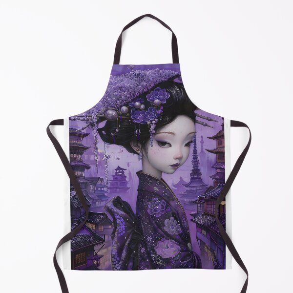 Item preview, Elegant geisha with elaborate updo in purple scenery designed and sold by Artessie.