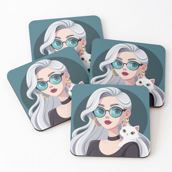 Item preview, Stylish Girl with Cat designed and sold by natalielaf.