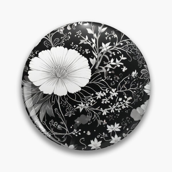 Item preview, Timeless Elegance: Black, White, and Grey Oriental Floral Pattern designed and sold by ZipperDragon88.