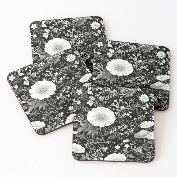 Item preview, Timeless Elegance: Black, White, and Grey Oriental Floral Pattern designed and sold by ZipperDragon88.