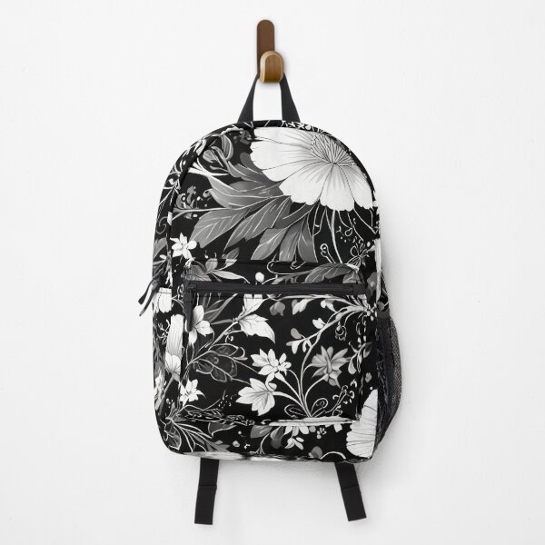 Item preview, Timeless Elegance: Black, White, and Grey Oriental Floral Pattern designed and sold by ZipperDragon88.