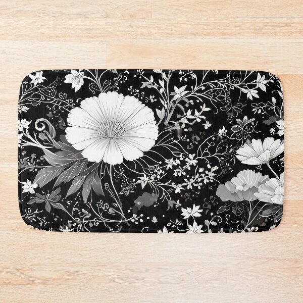 Item preview, Timeless Elegance: Black, White, and Grey Oriental Floral Pattern designed and sold by ZipperDragon88.
