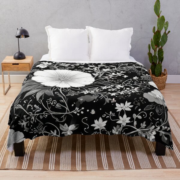 Item preview, Timeless Elegance: Black, White, and Grey Oriental Floral Pattern designed and sold by ZipperDragon88.