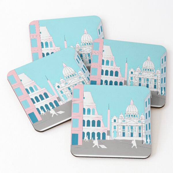 Item preview, Streets of Rome with the Colosseum and St. Peter's Basilica: Minimalist and Modern Architecture in Paste Colors designed and sold by epvshop.