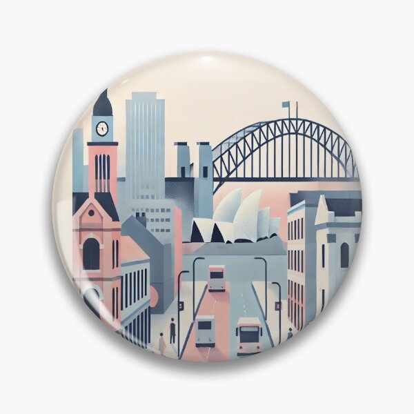 Artikelvorschau, Sydney Streets mit Sydney Opera House und Harbour Bridge: Minimalistische und moderne Architektur in Pastellfarben entworfen und verkauft von epvshop.