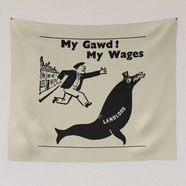 Item preview, My Gawd My Wages - Vintage Socialist Political Cartoon designed and sold by SpaceDogLaika.