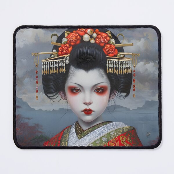 Item preview, Artistic portrait of a woman in traditional Japanese attire. designed and sold by Artessie.