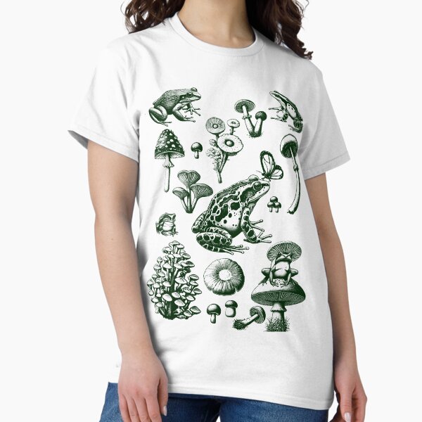 Vista previa del artículo con la obra «Ranas y setas gráficas vintage de los años 90», diseñado y vendido por MemishDesign.